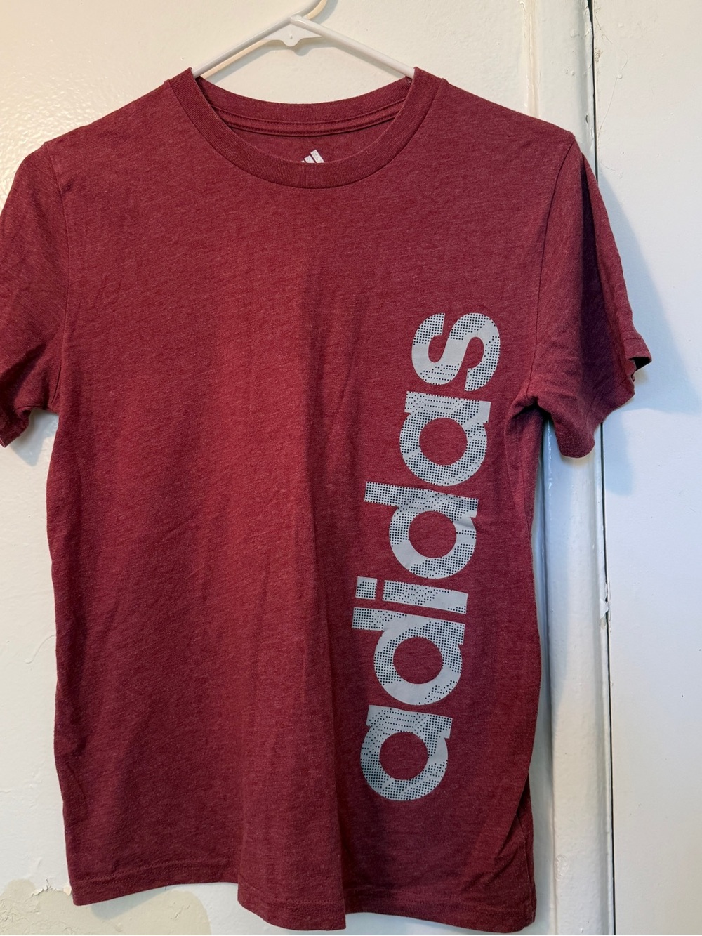 Adidas Youth Medium Maroon Heather Graphic Spellout T-Shirt 10/12